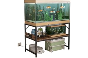 METYERRY Modern 20 Gallon Long Fish Tank Stand for Home Office, 2-Tier Aquarium Stand with Shelf for Storage, Fish Tank Table 30" x 12" x 20.5", Ideal for Breeder Tanks,and Reptile Terrariums, Rustic Brown