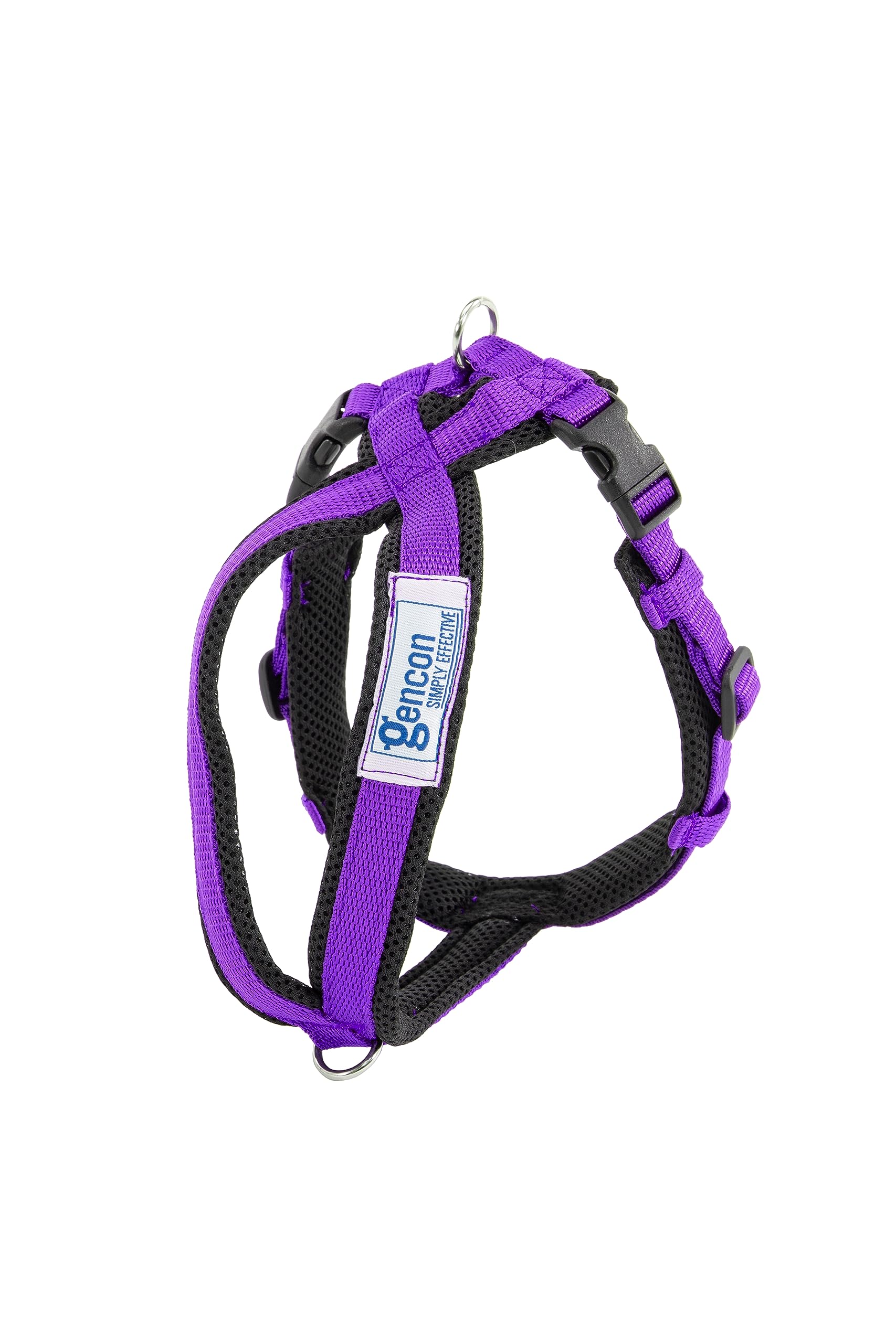 Gencon - Airmesh Small Dog Harness - Lightweight, Breathable & Adjustable - Two Lead Attachment Points - Practical Dog Training & Behaviour Aid - Purple - Made in Britain