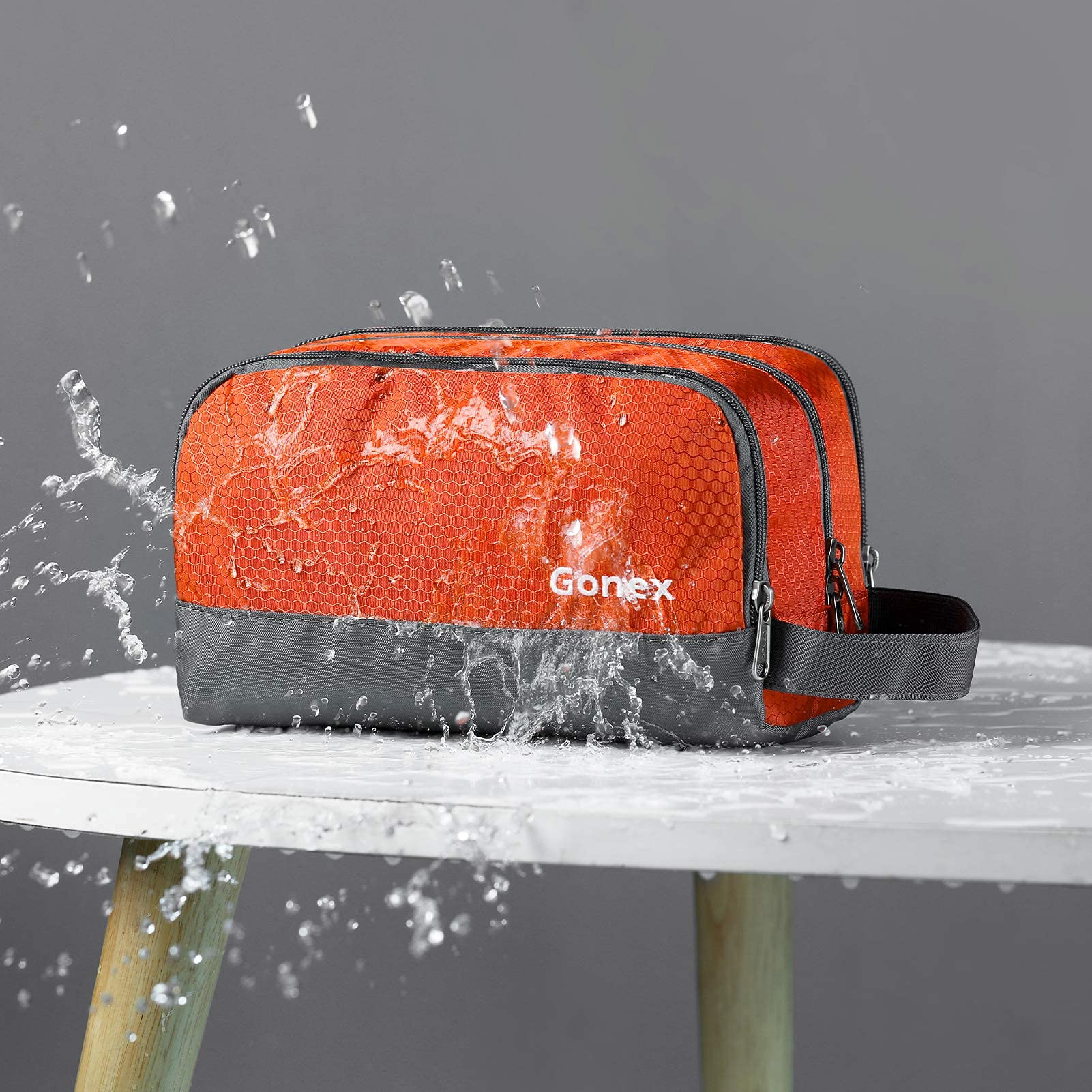 Gonex Travel Toiletry Bag Nylon, Shaving Bag Toiletry Organizer Orange