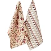 DII Autumn Basics Collection Decorative Thanksgiving & Fall Kitchen, Dish Towel Set, 18x28, Rustic Leaves, 2 Piece