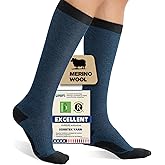 Iambamboo Merino Wool Compression Socks for Women Men, 15-20 mmHg Knee High Socks for Flying, Travel, Running