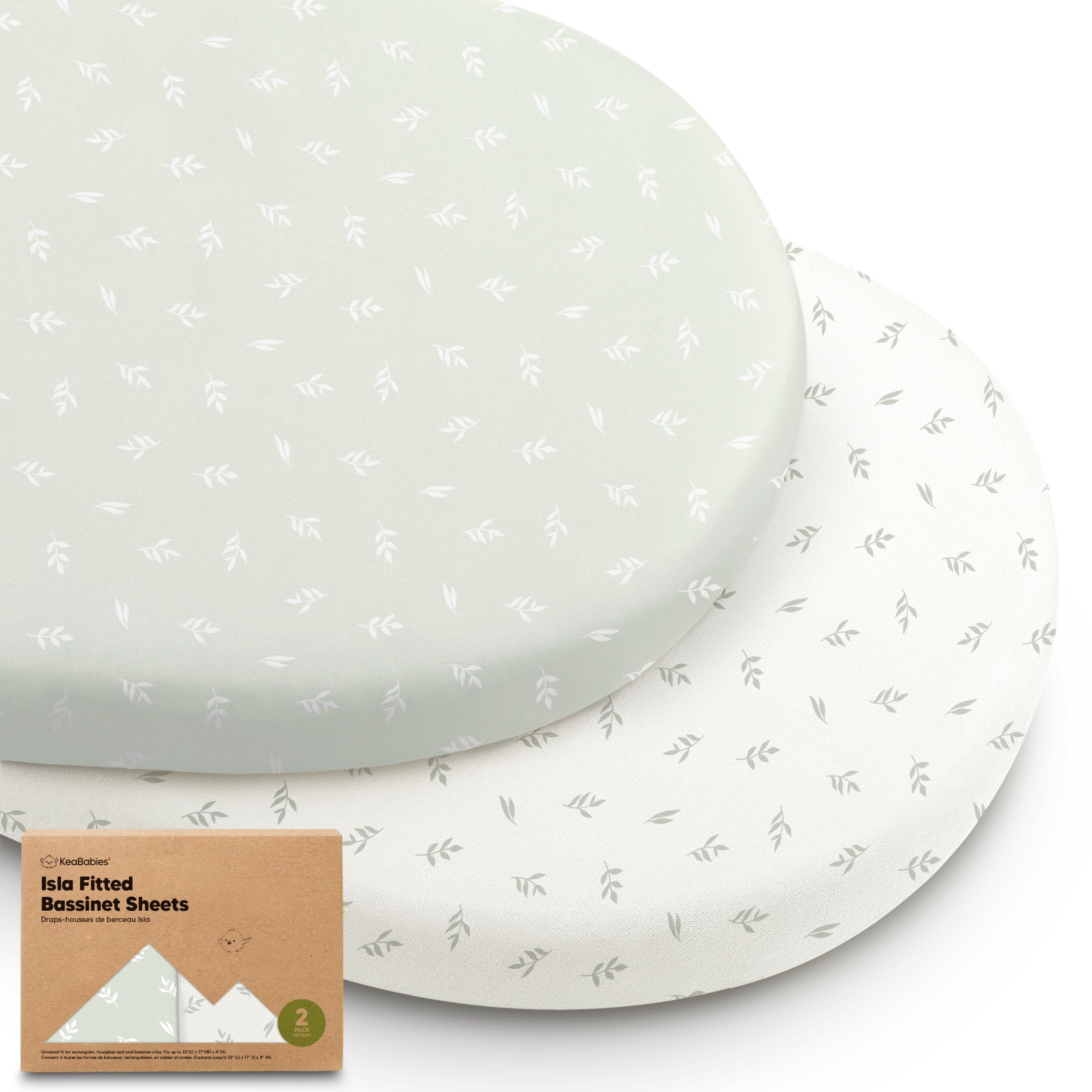 Photo 1 of 2-Pack Baby Bassinet Sheets Girl, Boy - Viscose Derived from Bamboo Fitted Bassinet Sheets Compatible with Halo Bassinest Swivel Sleeper, Baby Delight, Graco Bedside Bassinet Mattress Sheet (Herb)
