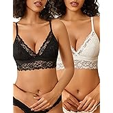 Avidlove Lace Bralette for Women Sexy Wireless Bralettes Non Padded Bralette V Neck Minimizer Lingerie