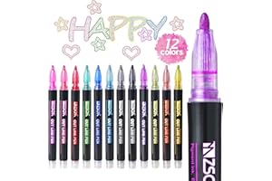 ZSCM QUALITY DECIDES THE FUTURE Stocking Stuffers, Shimmer Outline Glitter Markers, Chriatmas Stocking Stuffers for Teen Girl Gifts Trendy Stuff，12 Super Squiggles Metallic Glitter Pens for Chriatmas Gifts 4-16 for Tween Girls