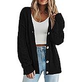 PRETTYGARDEN Womens Chunky Cardigan Sweaters 2025 Fall Oversized Cable Knit Long Sleeve Open Front Cardigans Winter Clothing