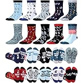 Haysandy 10 Pairs Men's Hockey Socks Bulk Funny Sport Crew Athletic Socks Novelty Birthday Winter Senior Night Gifts for Hockey Lover Players Coaches Team