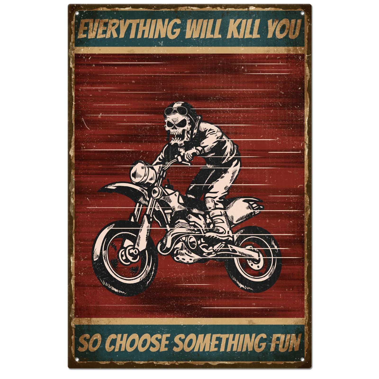 GLOBLELAND Vintage Metal Tin Sign Funny Retro "So Choose Something Fun" Metal Wall Decor Decorative Tin Sign Art Plaque Poster 8×12inch/20x30cm for Home Kitchen Bar Club Decoration