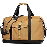 SUNNY BIRD Duffel with Utility Pouch, 40L Weekender Overnight Bag with Shoe Compartment for Travel and Sports (Brown and black)