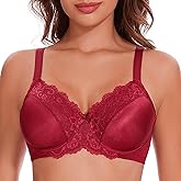 sheroine Underwire Lace Floral Women's Unlined Bra Minimizer Full Coverage Non Padded Everyday Bras