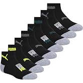 PUMA Boys' 8-pack Quarter Crew Socks, Everyday Wear for Kids, Extra Cushion &amp; Arch Support