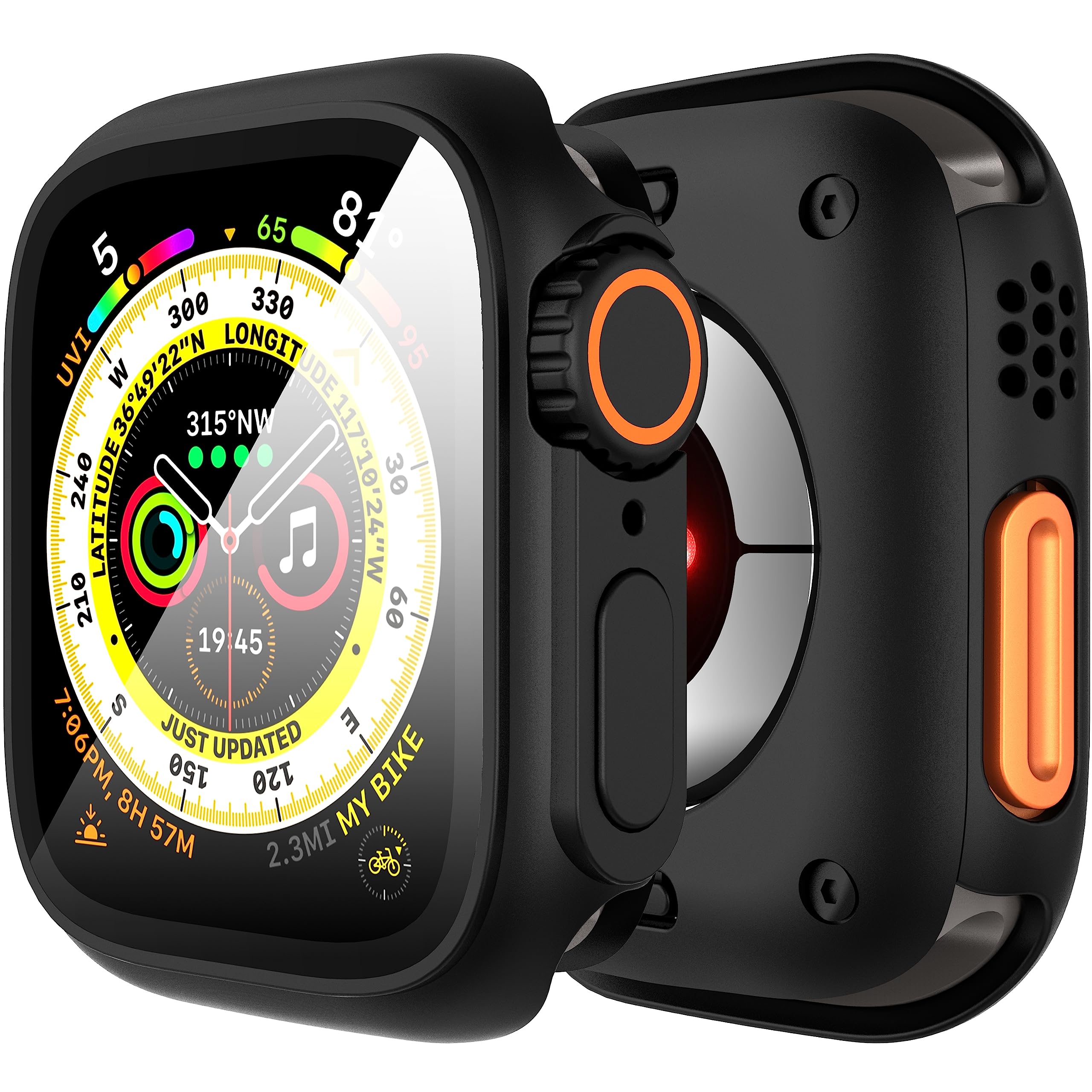 Diruite Screen Protector for Apple Watch SE 3/2/1 /Series 6 5 4 44mm 360°Comprehensive Protection Case,Creative Design Ultrathin Scratch-Resistant PC Protective for iWatch 44mm Cover-Black