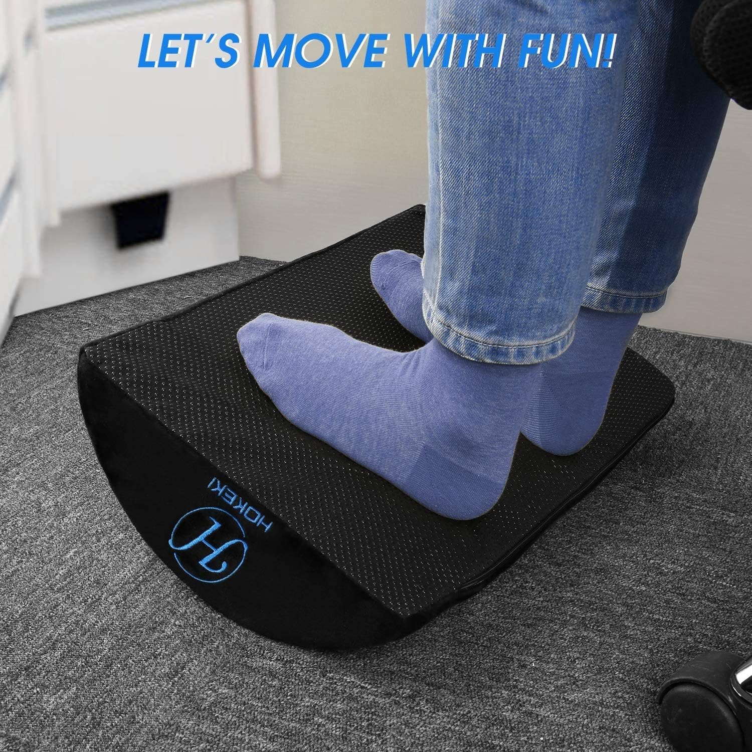 HOKEKI Foot Rest under Desk with Ergonomic Height, Soft Yet Firm Foam Velvet Footrest Cushion, Foot Stool Rocker Pillow for Home, Office, Car, Airplane to Relieve Lumbar, Back, Knee Pain (Black) : Office Products