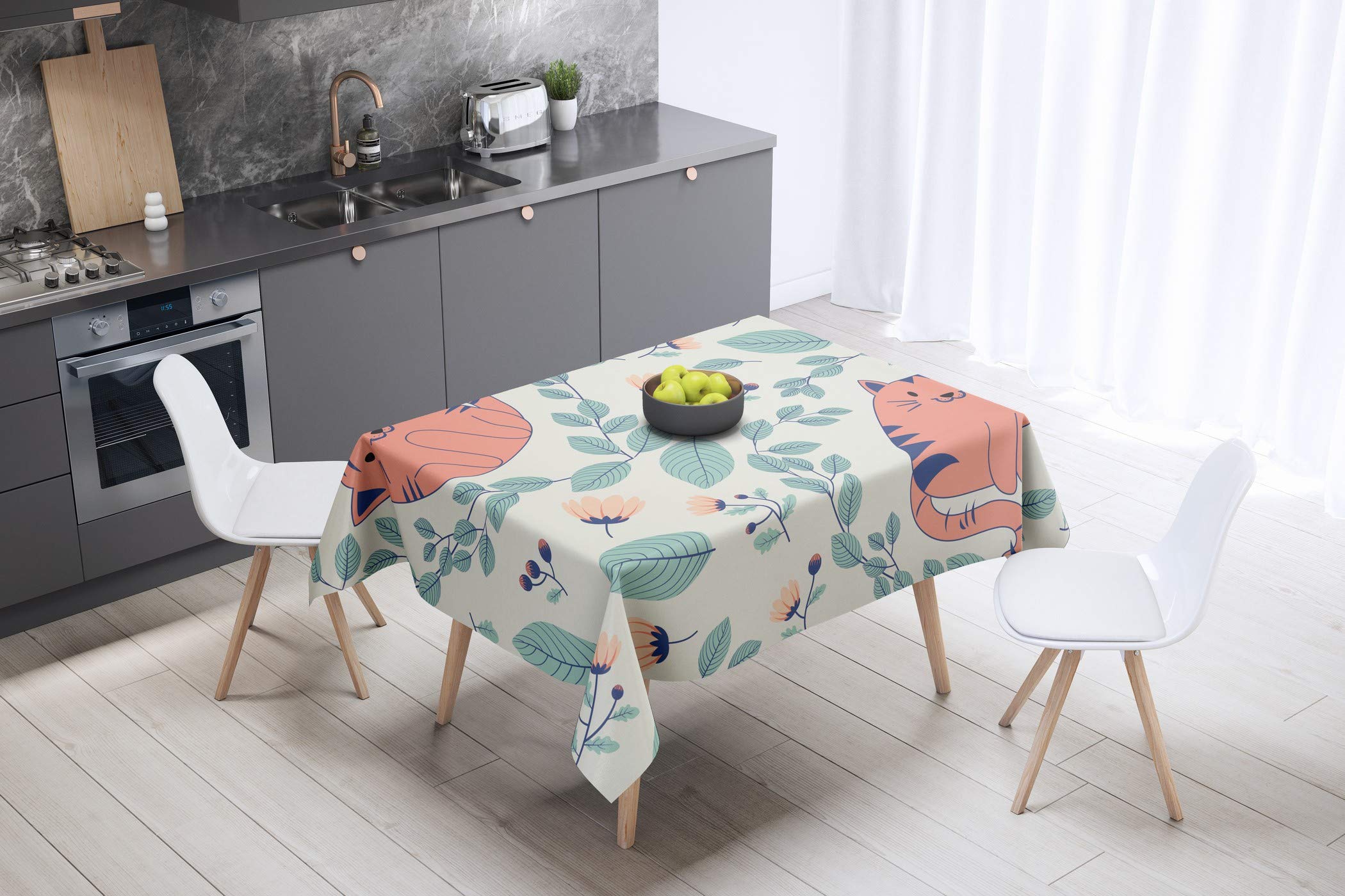 Bonamaison Kitchen Decoration, Tablecloth, 140cm x 140cm - Designed and Manufactured in Turkey