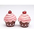 Cosmos Gifts 62606 Fine Ceramic Life Is Sweet Pink Cupcake with Cherry on Top Salt & Pepper Shakers Set, 2-1/2" H