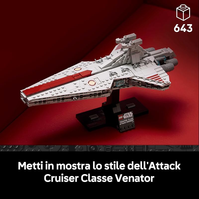 Star Wars 75441 Attack Cruiser Classe Venator - Kit di Modellismo per Adulti con Astronave della Repubblica - Decorazione per Casa - Regalo da Collezione per i Fan de La Vendetta dei Sith — foto 2 di 8