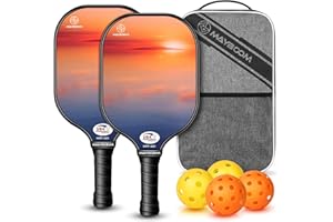 Mayboom Pickleball Paddles Set of 2 or 4, USAPA Approved Pickleball Paddles Set with 4 Pickleball Balls and Pickleball Carry Bag, Fiberglass Pickle Ball Rackets 2 Pack Gifts for Beginners&Pros