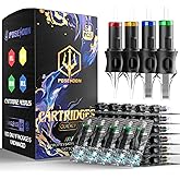 POSEIDON 50PCS Tattoo Cartridge Needles Assorted Mixed Size #12 Round Liner Shader Magnum - 5RL 7RL 9RL 5RS 7RS 9RS 7M1 15M1 7RM 15RM with Membrane Professional Disposable Tattoo Needles
