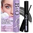 B&Qaugen Lash Cluster Glue Precise Brush Tip Applicator Strong Hold Waterproof Lash Glue (Black,5ML)