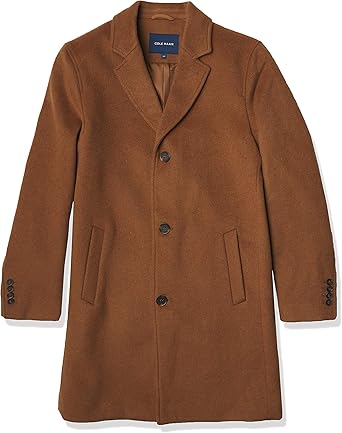 Cole haan classic wool blend plush notched collar coat Clearance