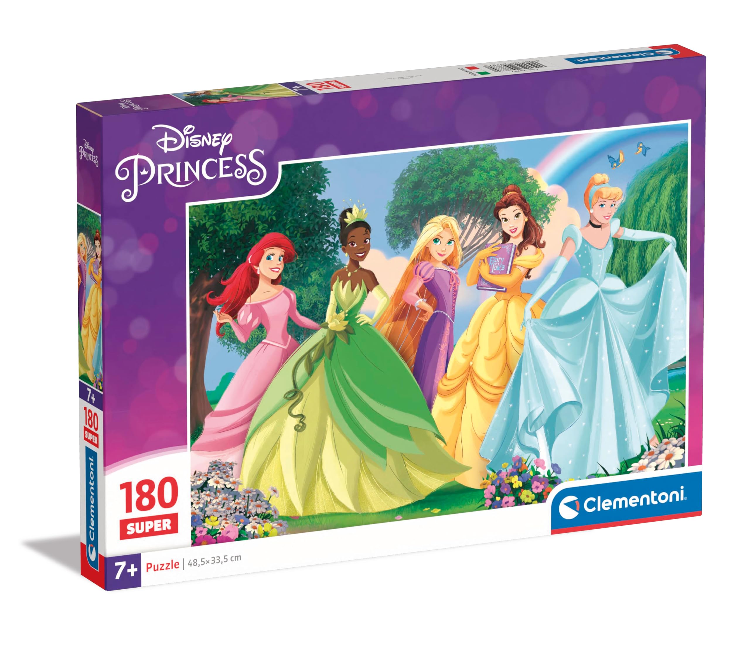 Clementoni Jigsaw Puzzle Disney Princess 180 Pieces - Supercolor Puzzle For Children 7-9 Years, Cartoon, Disney, Gift For Boy/Girls, Puzzle For Kids, Made In Italy, 29787