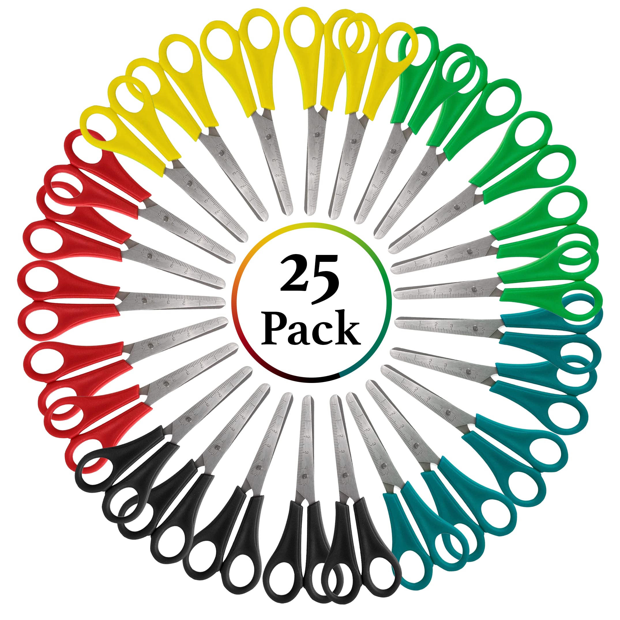 Photo 1 of 25 Pack Bulk Kids Scissors 5 Inch Blunt Tip Small Safety Classroom Scissors for School and Craft Projects (25 Pack)