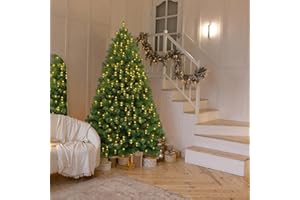 HIMIMI Pre-Lit Artificial Christmas Tree, 6ft Holiday Fake Trees with Warm White Lights, Premium Hinged Spruce Xmas Tree with 800 Branch Tips and Foldable Metal Stand for Home, Office, Party