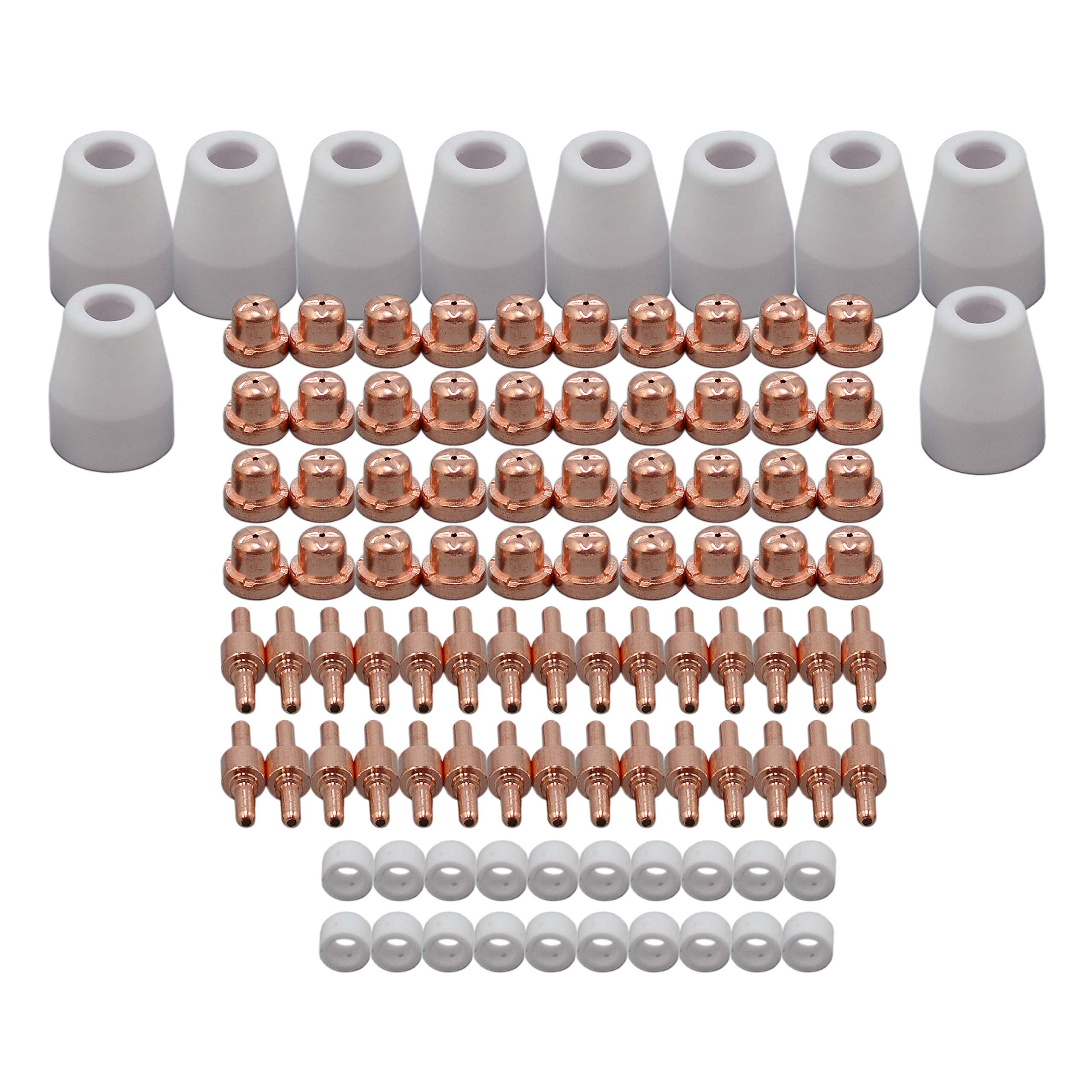 RIVERWELD PT-31 LG-40 JG40 Plasma Cutting Torch Consumables Standard Tips Nozzle 18866 Electrode 18205 Shroud Shield Ceramic Cup 18204 Fit Cut 40 50 CT-312 Plasma Cutter 100pcs