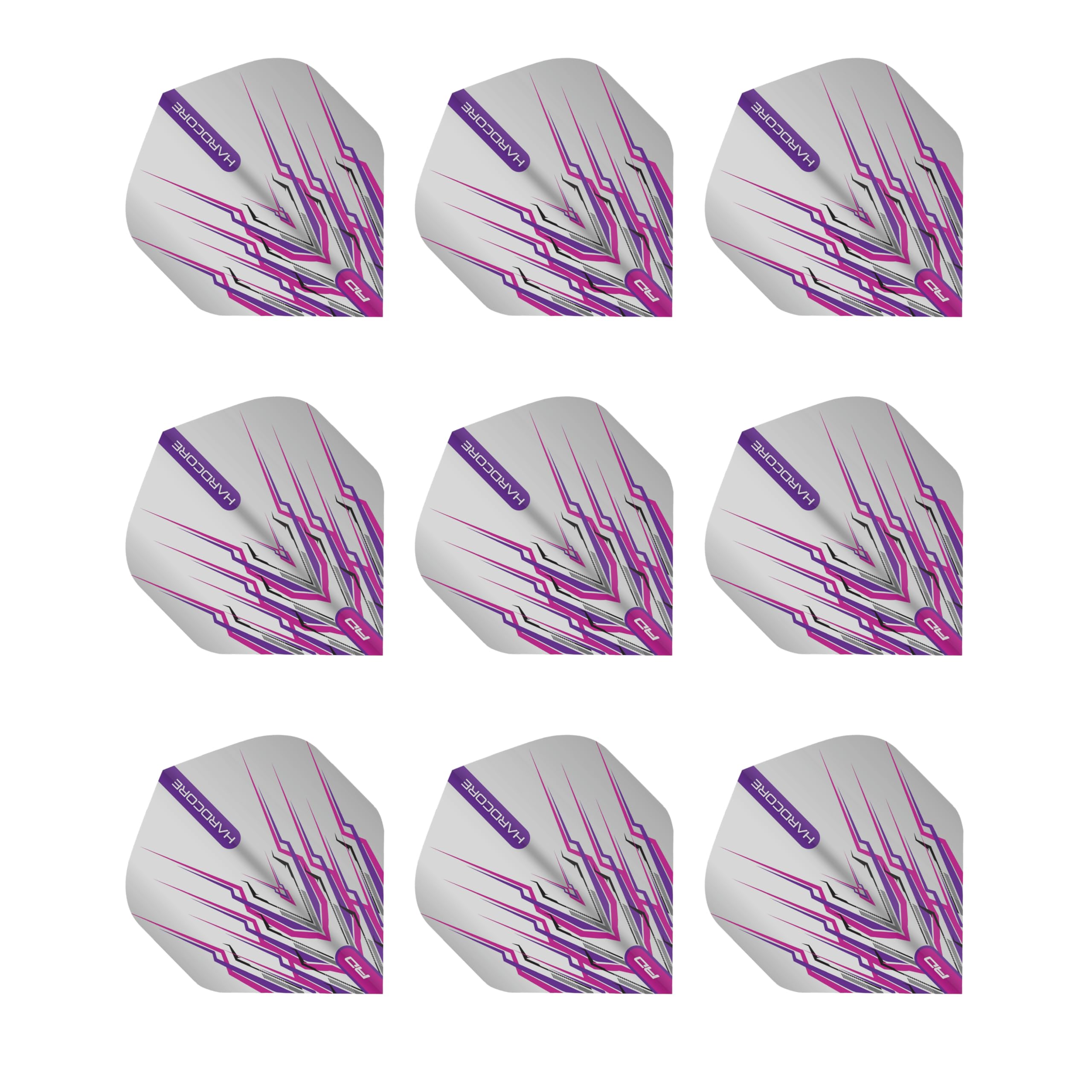 RED DRAGON Peter Wright Snakebite Hardcore Mohawk Purple Dart Flights - 3 Sets Per Pack (9 Flights in Total)
