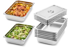 WILPREP 6 Pack Hotel Pans NSF Listed, 1/1 Size 4 in Deep Steam Table Pans with Lids, Food Grade Stainless Steel Hotel, 14.3 qt Catering Food Storage for Buffets Events Restaurants