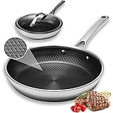 Nonstick Frying Pans with Lid,10 inch Stainless Steel Skillet Set with Hybrid Ceramic Stainless Steel Pan, Induction Compatible, Oven & Dishwasher Safe, Compatible with All Cooktops