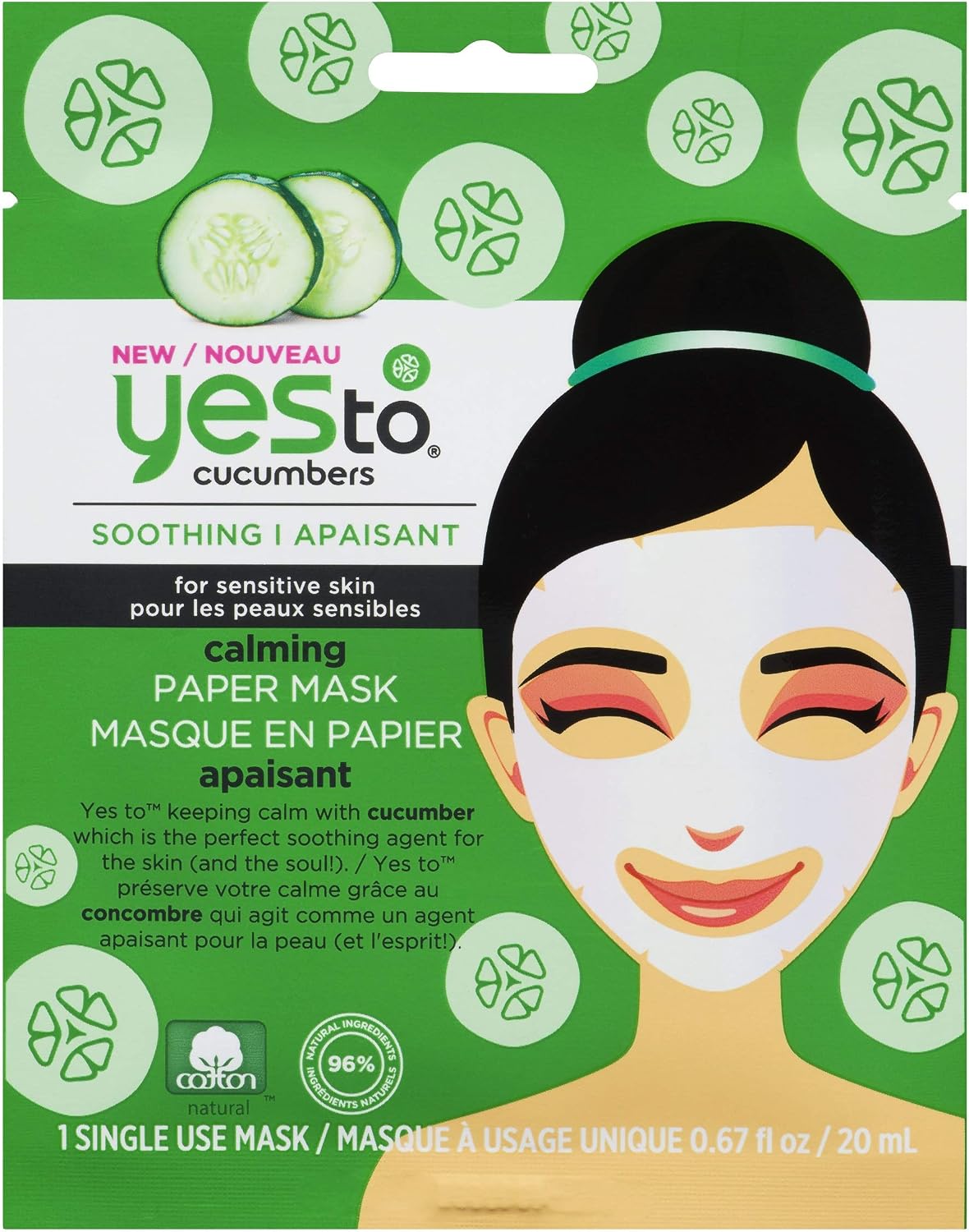 Yes To Cucumbers Soothing Calming Sheet Mask (1 Count), 20 ml (Pack of 1)