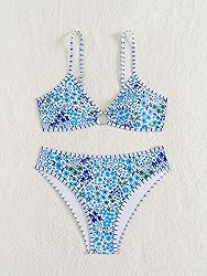 Fanuerg Women's Triangle Bikini Sets O Ring Linked