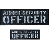 2 Pack Reflective Armed Security Officer Patch with Hook and Loop One Small and One Large (Armed Security Officer-W)