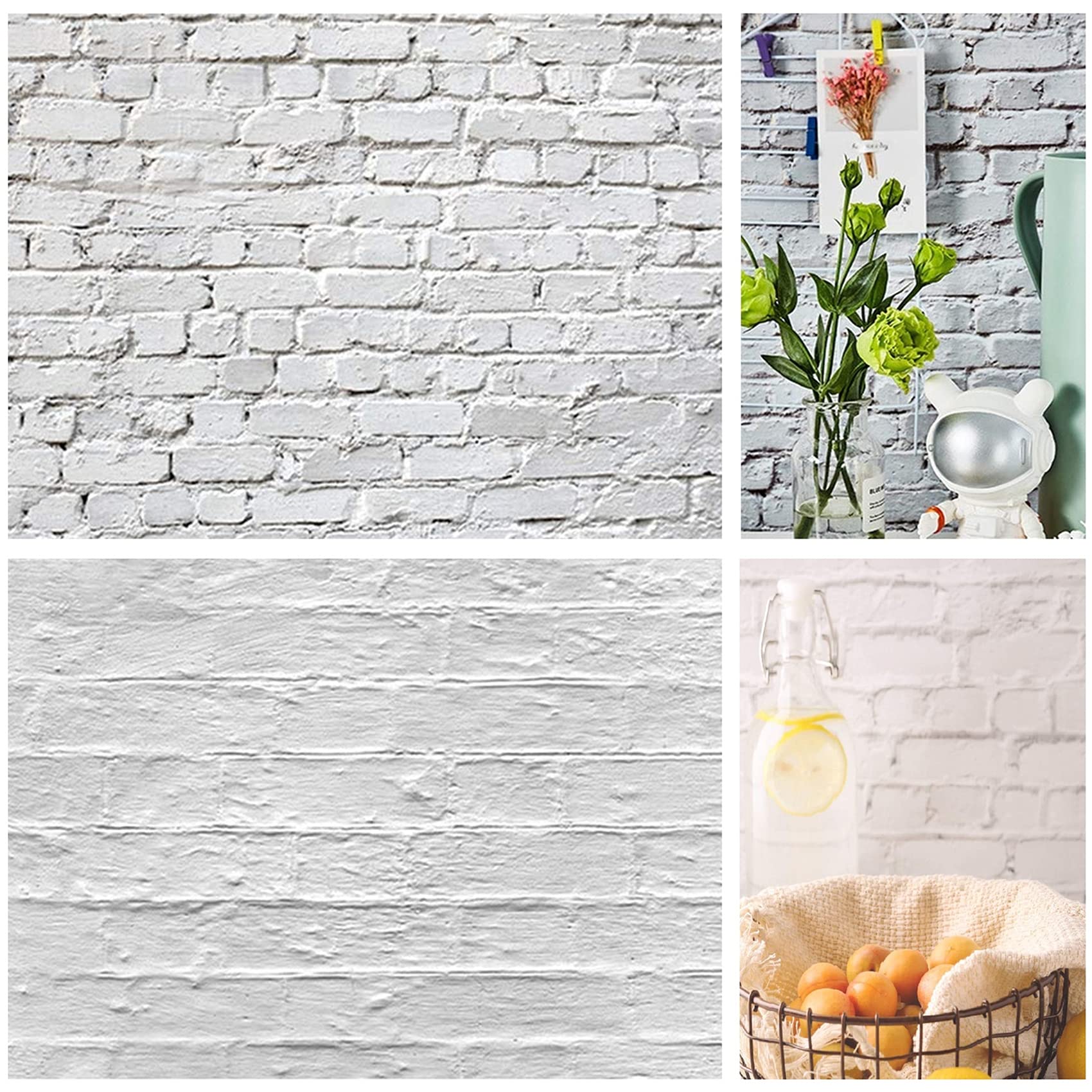 Selens 56x89cm 2 in 1 Food Photography Backdrop Background Brick Wall Texture Photo Studio for Flat Lay Product Props Jewelry Cosmetics YouTube Video Shooting Vlog, Double Sided Pattern