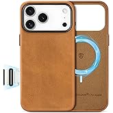 SHIELDON Leather Case for iPhone 17 Pro Max 6.9" 2025 with [Updated Camera Button], Compatible with Magsafe, Magnetic Wireless Charging, Slim Fit, Shockproof Protective Phone Cover - Retro Light Brown