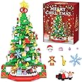 Christmas Tree Building Blocks, Toy Building Sets with LED Light, Compatible with Lego Christmas Tree Building Bricks with Christmas Train, Stocking, Snowflake, Xmas Gifts for Kids Adults Teens