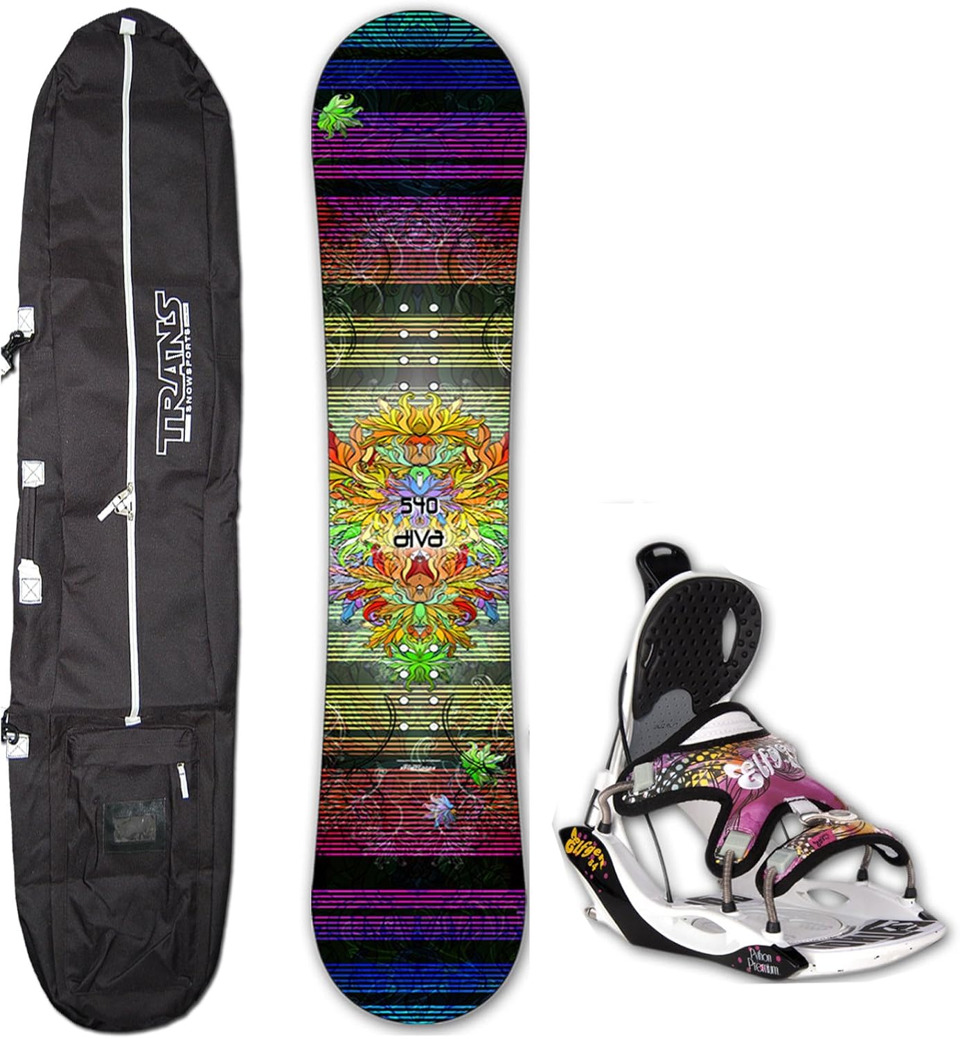 540 Python Snowboard Set Girl 151 cm black + Elfgen Step In Bindung