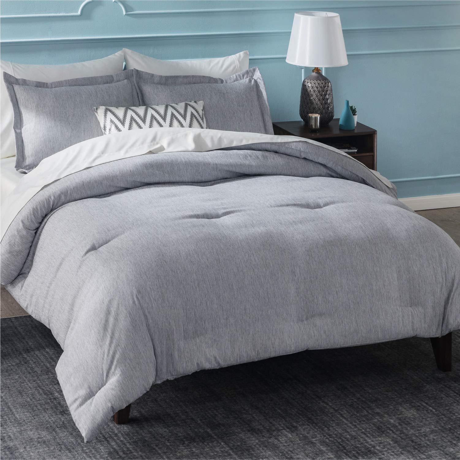 Bedsure Twin Comforter Sets, Grey Comforter Twin Set, Cationic Dyeing Twin Bed Comforter with Pillow Shams(Twin, 68x88 inches, 2 Pieces)