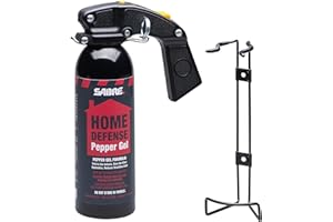 SABRE Red Home Defense Pepper Gel With Wall Mount For Easy Access, Max Strength OC Spray, UV Marking Dye Helps Identify Suspects, Full Hand Grip For More Accurate Aim, Secure Pin Safety, 32 Bursts