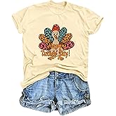 Thanksgiving Shirts for Women Happy Turkey Day T-Shirt Funny Turkey Graphic Shirt Thankful Fall Tee Tops