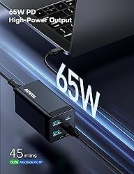 USB C Charger, KOVOL 65W 4-Port PD GaN III Desktop