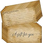 50 Pcs Blank Gift Certificates Cards Generic Certificate Vouchers Cards for Business, Beauty Salon, Restaurant, Wedding Bridal, Birthday Holder, 3.5 x 7.5 Inch
