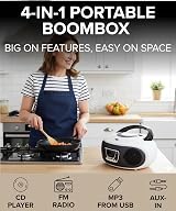 Grouptronics GTCD-501 Stereo Boombox CD Player USB AUX FM White view 2