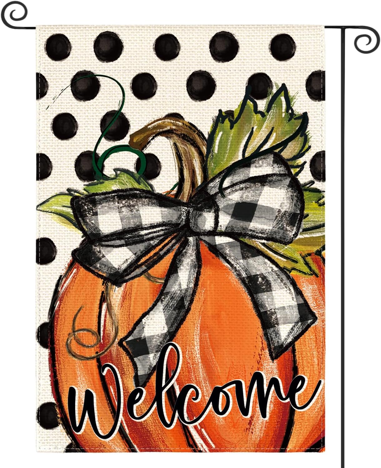 Flags - AVOIN colorlife Fall Welcome Pumpkin Garden Flag 12x18 Inch Double Sided Outside, Polka Dot Seasonal Thanksgiving Yard Outdoor Decorative Flag