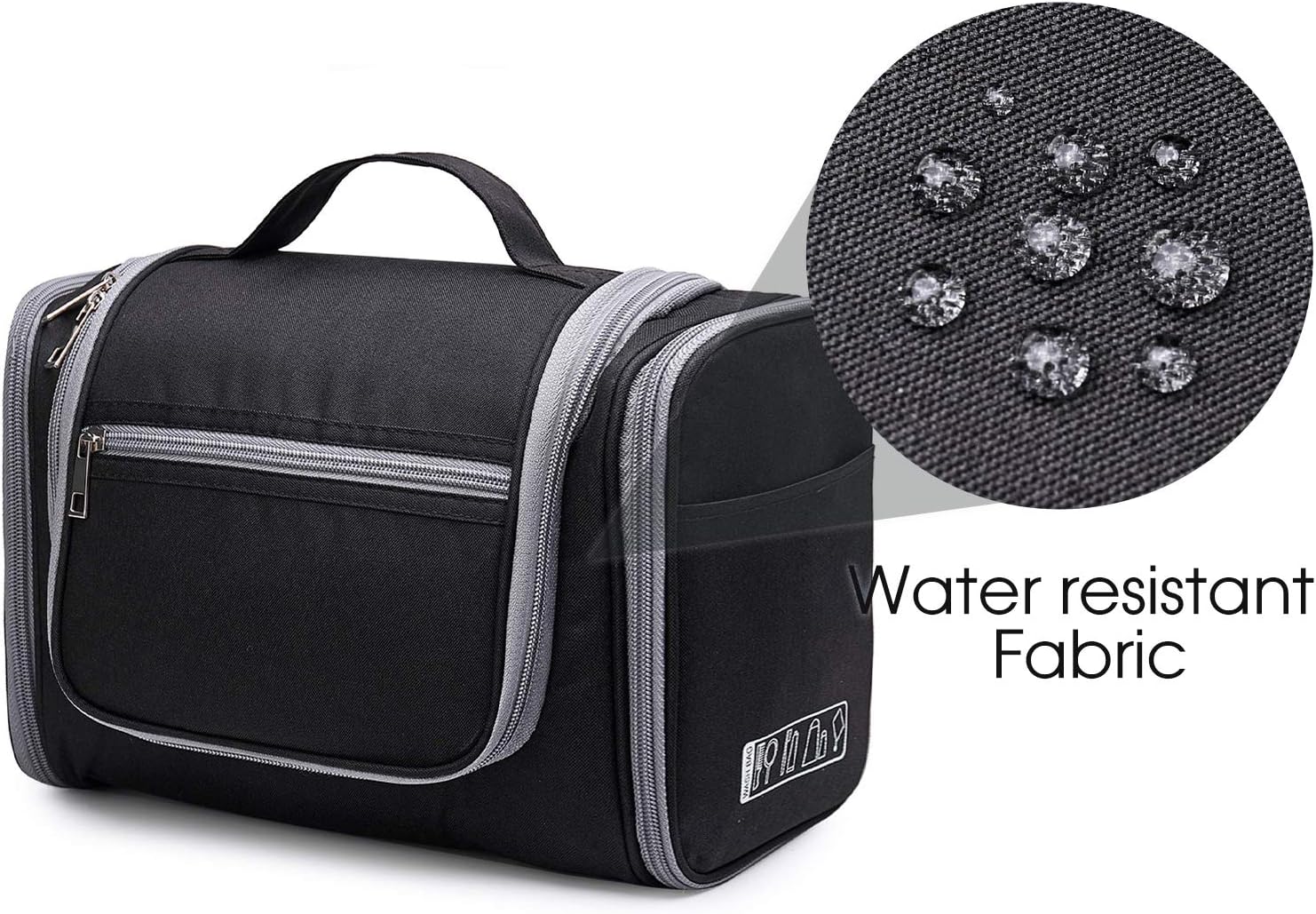 Large Hanging Toiletry Wash Bag Travel Makeup Cosmetic Organizer for Men Women by WANDF (Denim Black), 27 x 15.5 x 20 cm - Image 4