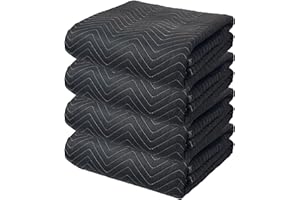 JourneyO 4 Heavy Duty Padded Moving & Packing Blankets - 80" x 72" (65 lb/dz Weight) - Shipping Furniture Pads for Moving and Storage (4 Heavy Duty 65 lbs/Dozen)