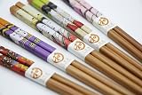 EXZACT 5 Pairs Natural Bamboo Chopsticks Gift Set Handmade Box Japanese Style view 2