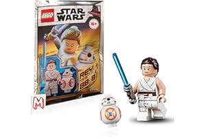 LEGO The Star Wars Rise of Skywalker Minifigure Combo - BB-8 Droid and Rey (with Lightsaber) and Minifigureland Tile