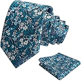 Alizeal Mens 3.15inch Delicate Colorful Floral Tie with Garden Flower Print Pocket Square