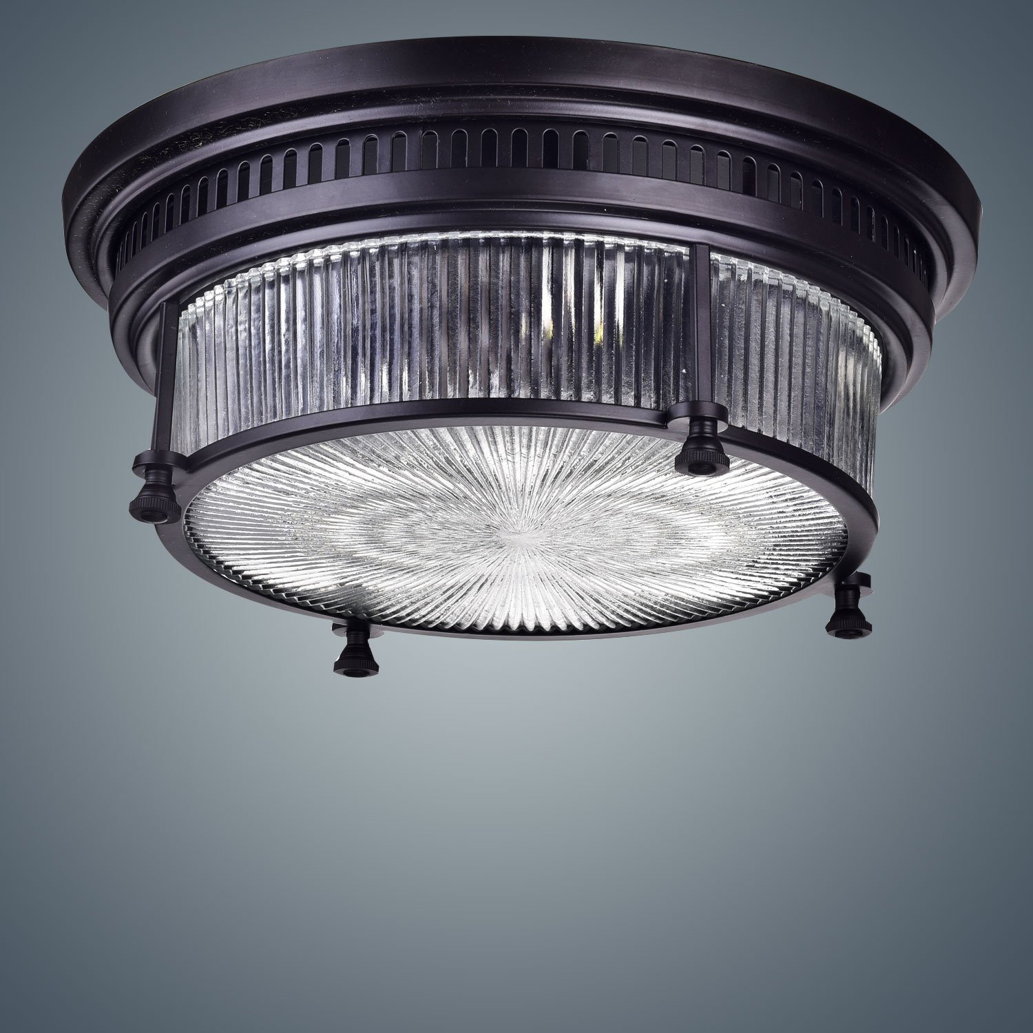 Ecopower Vintage Oil Rubbed Bronze Metal Glass Ceiling Light Fixture